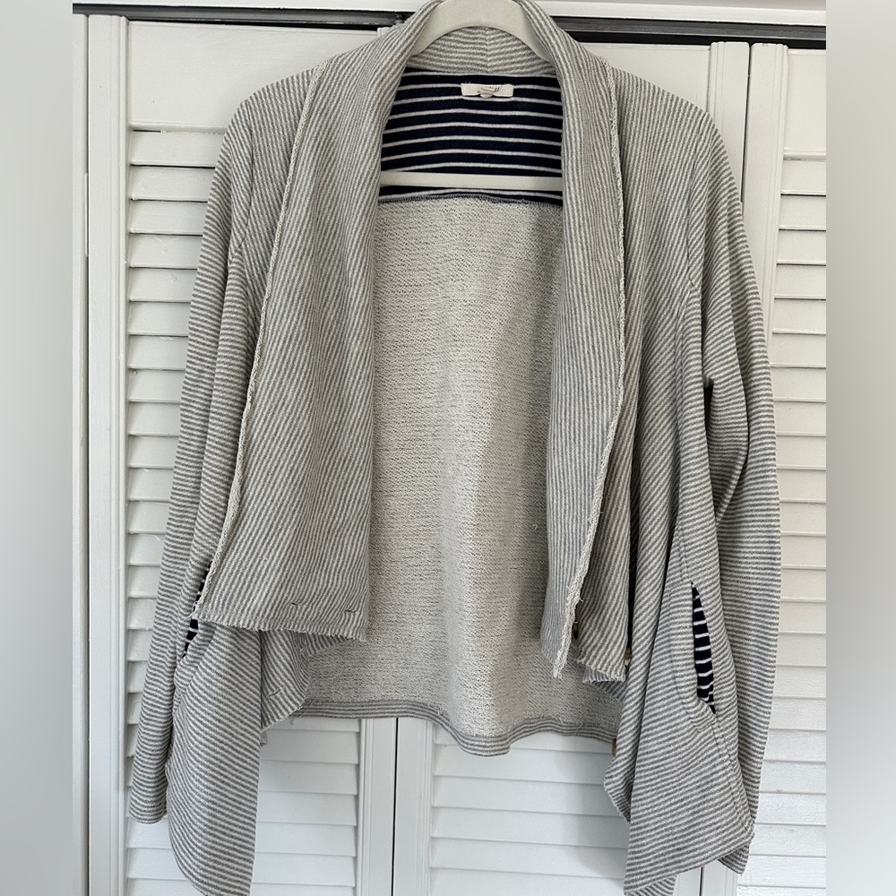 Stripe Gray Wrap Cardigan